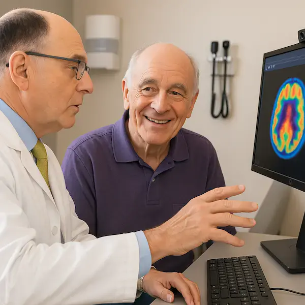 Graphic showing steps for Alzheimer’s diagnosis and care